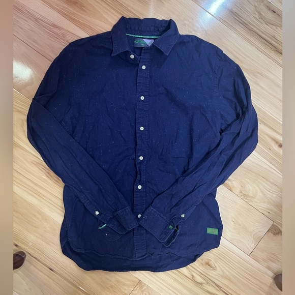 Scotch & Soda Men’s Blue Dot Spot Pattern 100% Cotton Long Sleeve Shirt Size L - Picture 3 of 8